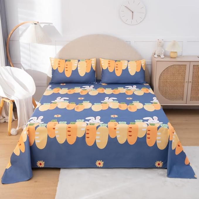 WenBags Lightweight Waterproof Flat Sheet 70*90 Inches Queen Size-Mattress Protector for Bed & Couch, Pet Hair Resistant Cover Ideal for Dogs & Cats, Perfect for Hotels & Hospitals(Multicolor-Rabbit)