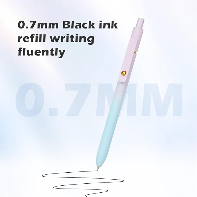 Ddaowanx Gel Pens, 0.7mm Quick Dry Fine Point Smooth Writing Pens, Cute Office School Supplies Gifts for Women (12 Pcs Gradient, Black)