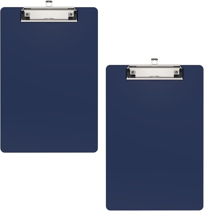 2 Pack Small Clipboards, A5 Plastic Mini Blue Clip Board for Classroom, Students, Kid, Size 6" x 9" with Low Profile Clip, Office & School Supply
