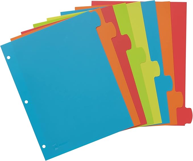 Avery Big Tab Write & Erase Durable Plastic Dividers for 3 Ring Binders, 8-Tab Sets, Bright Multicolor, 24 Sets, 192 Divider Tabs (16130)