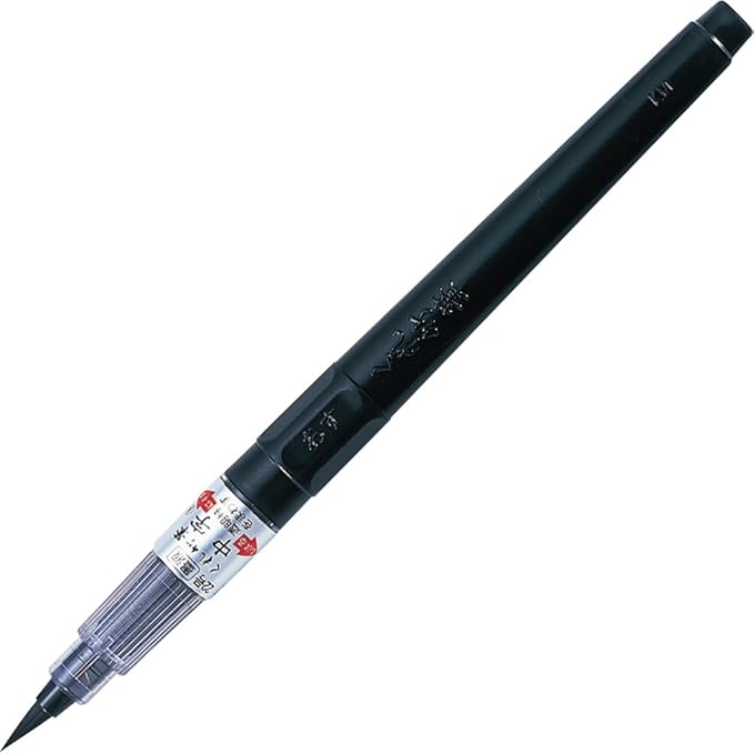 Kuretake Fude Brush Pen (No.22), Medium tip marker, Black Ink Refillable, for Calligraphy, Manga, Drawing, Professional, Artist, Made in Japan