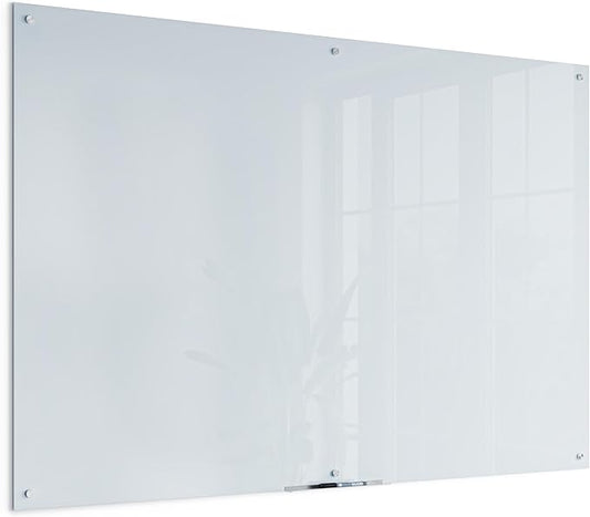 U Brands Glass Dry Erase Board, 72 x 48 Inches, White Frosted Non-Magnetic Surface, Frameless