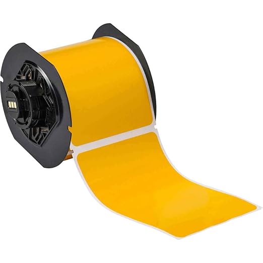 Brady B30-25-595-BLNKYL 4" Height x 6" Width, B-595 Indoor/Outdoor Vinyl, Yellow BBP31 Pre-Printed Pre-Cut Labels Tape with Sign Headers, 175 per Roll