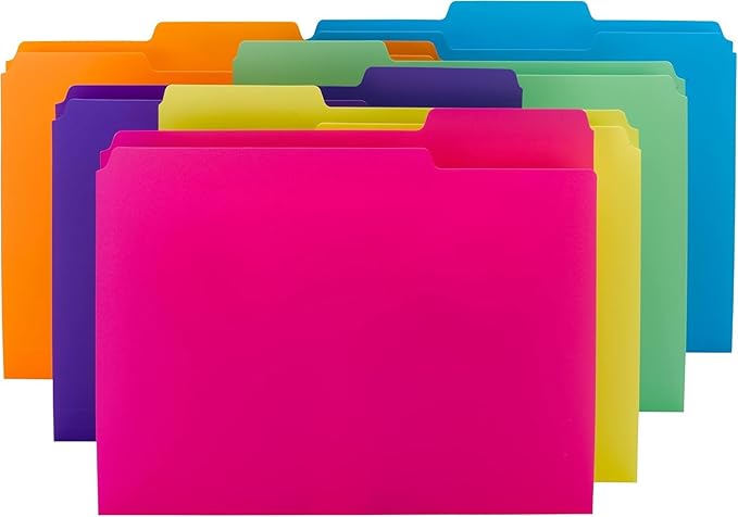 Smead Poly File Folder, 1/3-Cut Tab Letter Size, Bright Colors, 48 Count (10506)