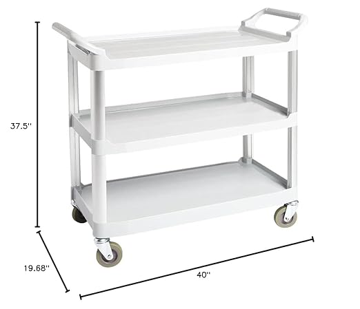 Amazon Basics 3-Tier Rolling Utility Cart, Commercial Grade, 400 lbs Loading Capacity, Portable Mobile Shelving, Gray