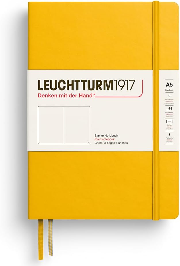 LEUCHTTURM1917 373985 Notebook Medium (A5), Hardcover, 251 Numbered Pages, Sunflower, Plain