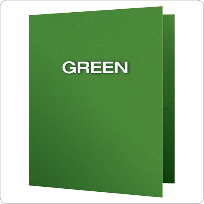 Oxford Two Pocket Folders, Textured Paper, Green, for School, Home, and Office, Letter Size, 25 Per Box (57503EE) (Pack of 5)