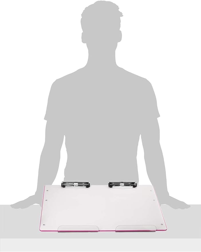 Visual Edge - Slant Board for Writing – Adjustable Magnetic Whiteboard & 22° Angle Ergonomic Desk for Reading, Writing, Drawing and Studying – Portable Tabletop Stand for Students and Teachers - Pink