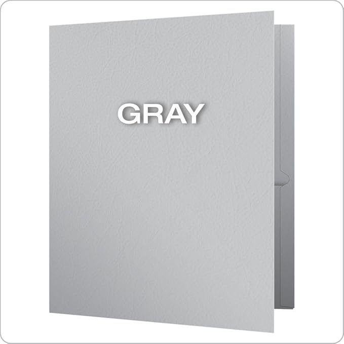 Oxford Twin-Pocket Folders,Textured Paper,Letter Size,Gray,Holds 100 Sheets,Box of 25 (57505EE),(Pack of 5)