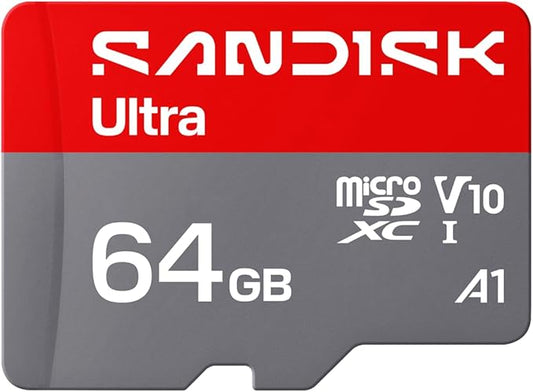 SANDISK 64GB Ultra microSD UHS-I Card - Up to 145MB/s Read Speed, Full HD Video, V10, U1, C10, A6 - SDSQUJQ-064G-GZ6MA