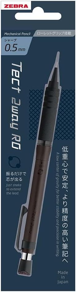 Zebra P-MA141-GBK Tech 2-Way RO Mechanical Pencil 0.02 inches (0.5 mm) Graphite Black Knurling Model