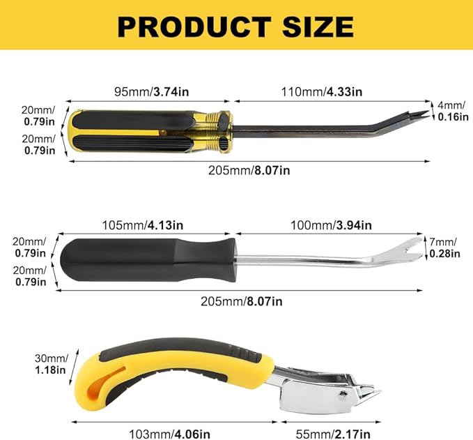 Upholstery Staple Remover Heavy Duty Staple Puller for Removing Carton Construction Upholstery Staples with Double Pronged Head for Furniture, Carpet, Carton, Floor 3 Pcs
