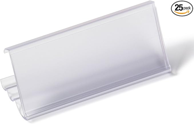 Akro-Mils 29306 Angle-Vu Snap-On Clear Protective Plastic Adjustable Label Holders for Wire Shelving Retail Display and Warehouses, (25-Pack)