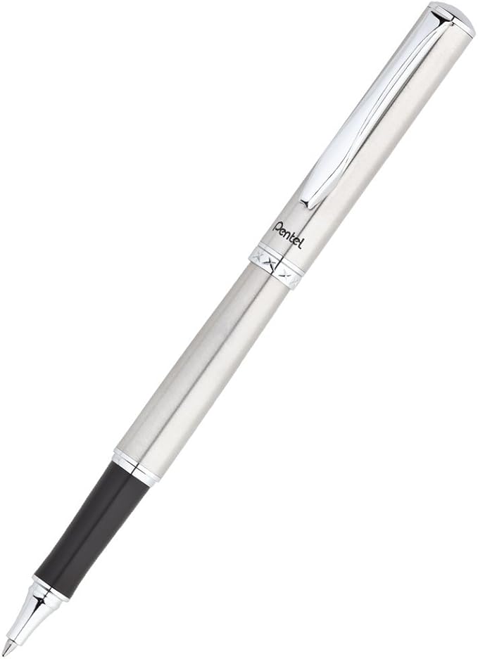 Pentel Libretto Roller Gel Pen and Pencil Set with Gift Box, Pen 0.7mm and Pencil 0.5mm, Silver Barrels (K6A8Z-A)