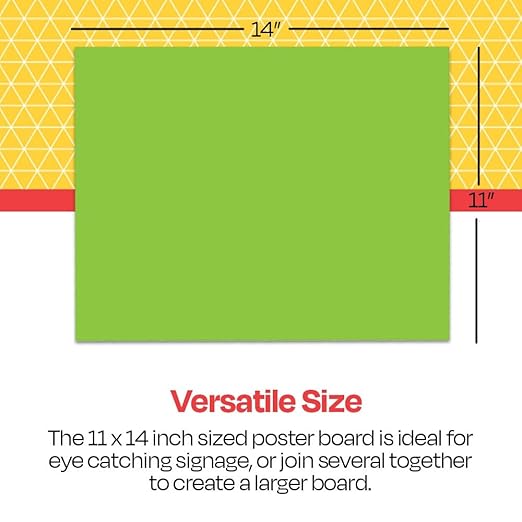 School Smart Poster Board Paper, Neon, Assorted Colors, 12 pt Thick, For Posters, Signs, Crafts, Displays, Classroom Projects, 11 x 14 Inches, 25 Pack