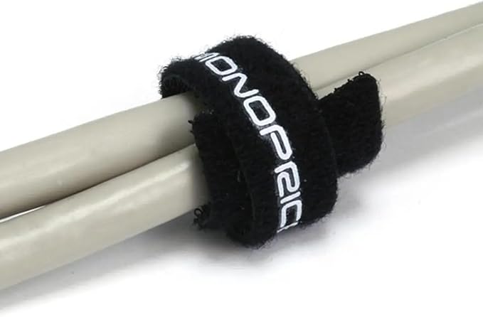 Monoprice Hook & Loop Fastening Cable Ties 6inch, 100pcs/Pack - Black
