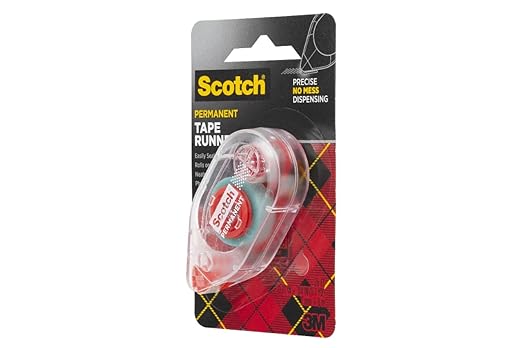 3M 6061 Scotch Double Sided Adhesive Roller Tape Runner, Permanent, Acid-Free, Photo-Safe Adhesive for Scrapbooking, Photo Mounting, and Crafts, 0.27 in x 26 ft per Roller, Pack of 6