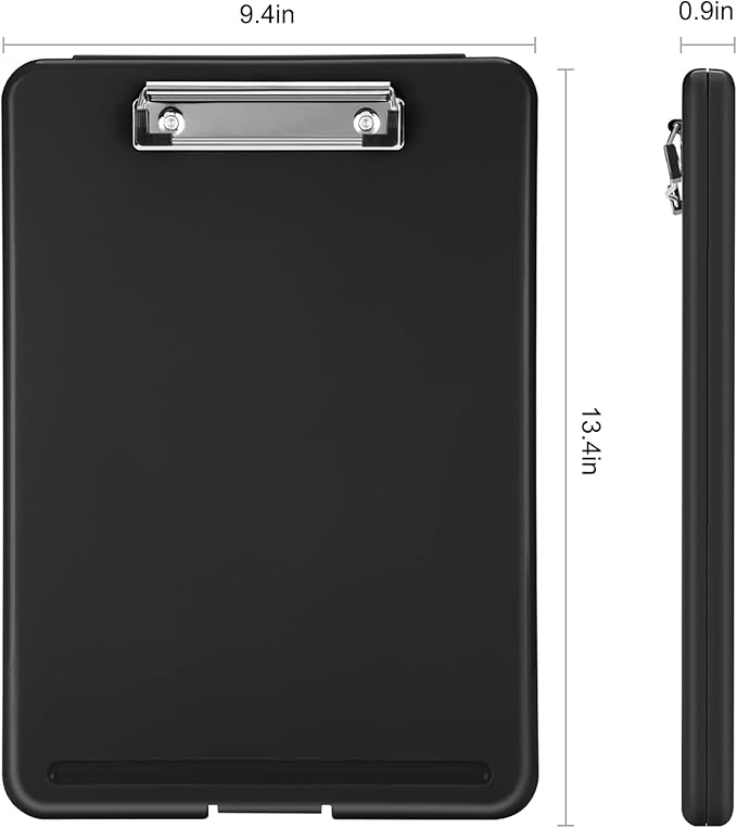 Sooez Clipboard with Storage, Plastic Storage Clipboards with Low Profile Clip, Nursing Clip Boards Foldable, Hanging Clipboard Case for Work, Teacher, Classroom Must Haves, Office School Supplies