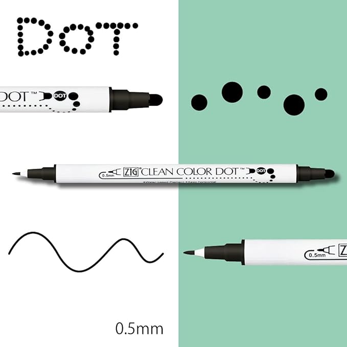 Kuretake ZIG Twin Marker BLACK 4 Assortment set for Hand Lettering, Calligraphy Art, Illustration, Journaling, Cartooning, AP- Certificated, Made in Japan