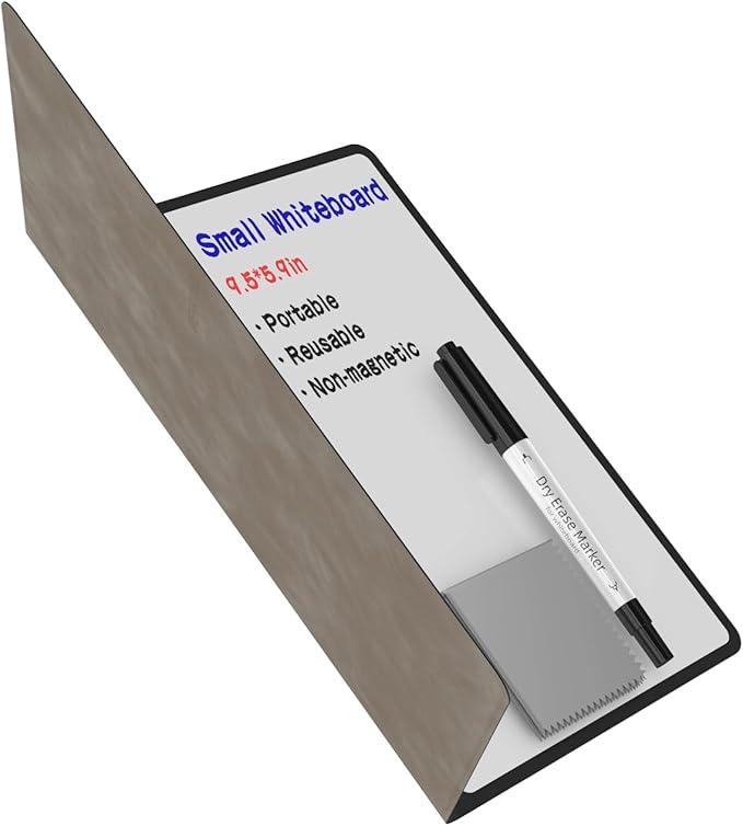 Portable Small White Board Dry Erase Board, Reusable 9.5 * 6.6in Notebook Memo, Office Home Supplies Desk Accessories MH760 (Stone Grey)