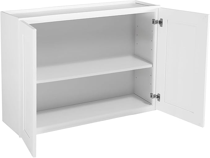Design House Brookings Shaker Fully Assembled Wall Kitchen Cabinet W3324, 33 W x 12 D x 24 H, Painted White, Solid Wood, Design House, 613406