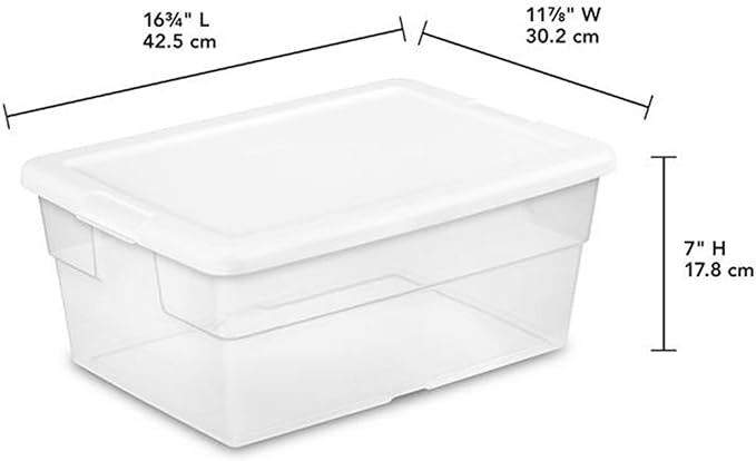 Sterilite? 16 Quart Basic Clear Storage Box with White Lid