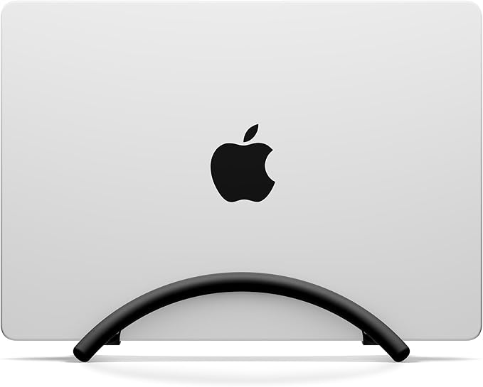 Twelve South BookArc Flex Vertical Laptop Stand – Space-Saving MacBook Stand, Adjustable Holder for Desk, Single Slot Dock for Monitor Display, Non-Slip, Upright Storage, Black