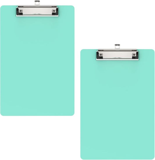 2 Pack Small Clipboards, A5 Plastic Mini Teal Clip Board for Classroom, Students, Kid, Size 6" x 9" with Low Profile Clip, Office & School Supply