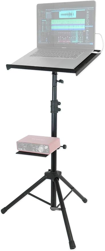 Rockville + DJ Tripod Laptop/Tablet/Ipad Stand with Dual Trays + RLS67 Professional