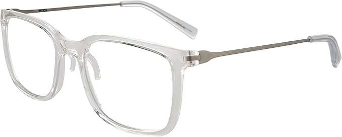 TUMI - VTU803 Unisex Reading Glasses - Blue Light Blocking Eyeglasses for Men & Women - Stylish Rectangle Shape Eyewear - +1.00-53mm - Crystal