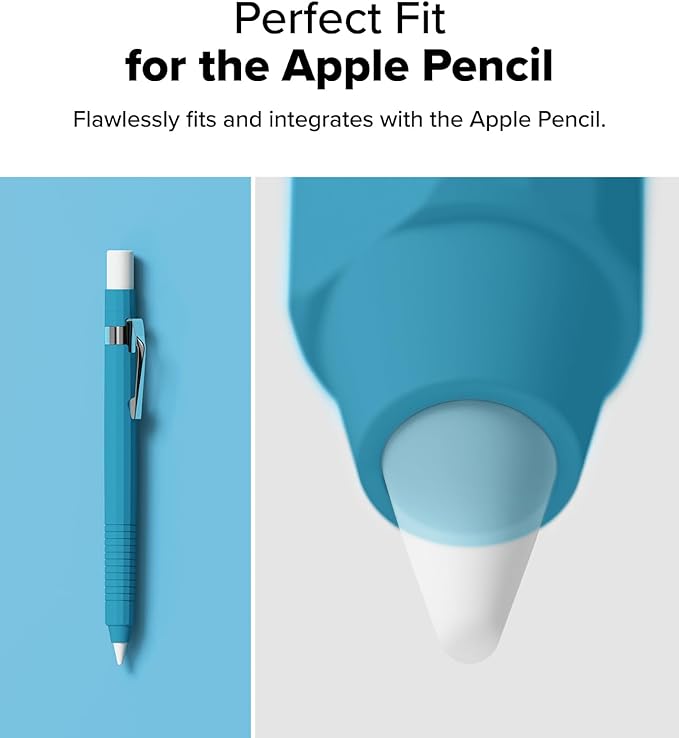 Ringke Silicone Drafting Pencil Case Compatible with Apple Pencil USB-C Case, Perfect Grip Silicone Protective Cover Sleeve Accessories - Blue