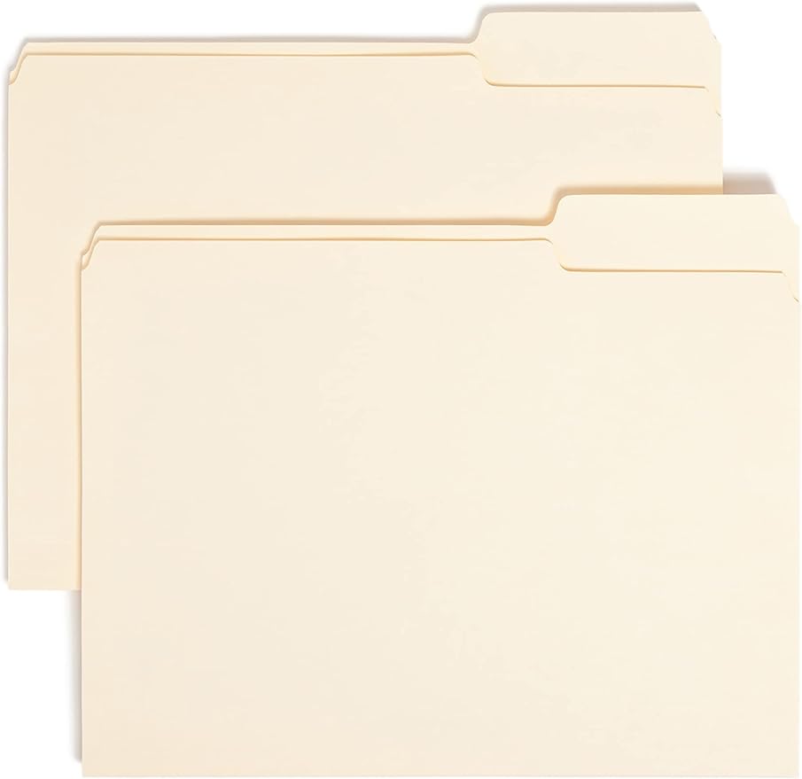 Smead File Folder, 1/3-Cut Tab Right Position, Letter Size, Manila, 100 Per Box (10333)