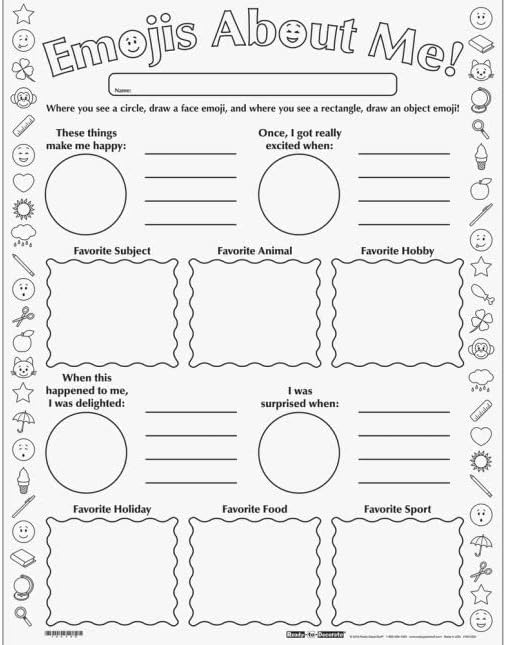Really Good Stuff Ready-to-Decorate Emojis About Me Posters - 24 Posters