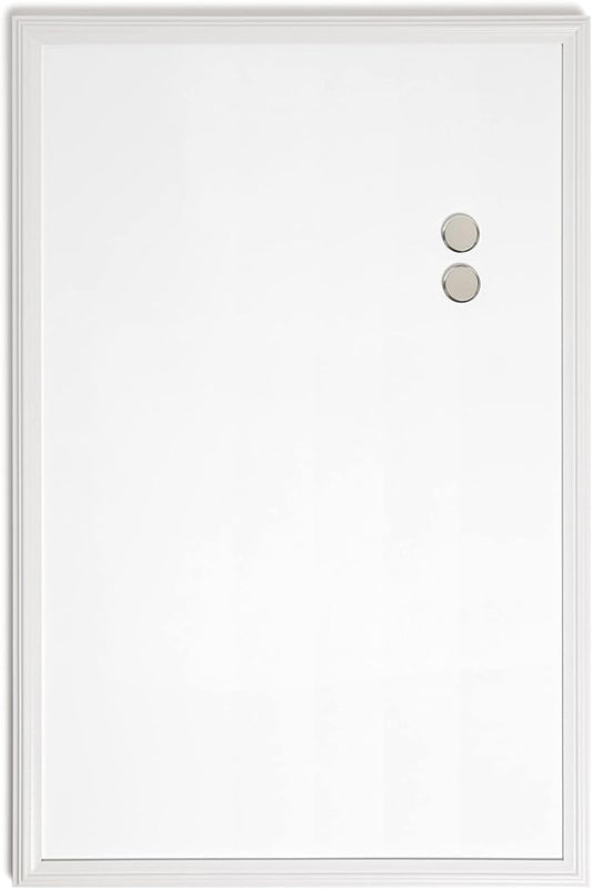 U Brands Farmhouse Board, Dry Erase White Board with White Frame, Office Supplies, Includes Magnets, 20” x 30” (2993U00-04)