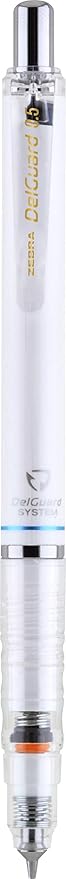 Zebra Pen DelGuard Mechanical Pencil 0.5mm, White Barrel, Resists Lead Breaking, Double Spring Protection, Built-In Eraser, Textured Grip, Refillable, Includes Extra Lead, 1-Pack (58691)