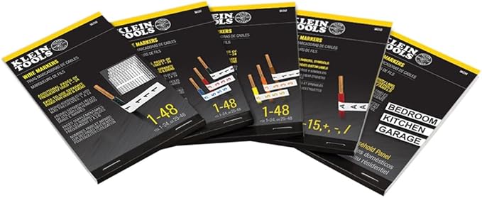 Klein Tools 56250 Wire Marker Book for Cable Management, Electric Panel Organization Wire Label Stickers, Numbered 1-48