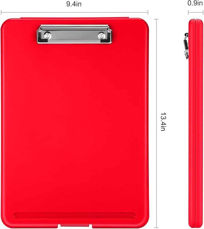Sooez Clipboard with Storage, Plastic Storage Clipboards with Low Profile Clip, Nursing Clip Boards Foldable, Hanging Clipboard Case for Work, Teacher, Classroom Must Haves, Office School Supplies