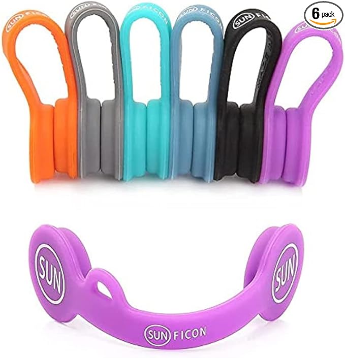 SUNFICON 6 Pack Magnetic Cord Organizers Cable Clips Cable Straps Silicone Twist Ties Colorful Headphone Cord Keeper Holder Manager Bookmark Whiteboard Fridge Magnet Keychain Gift Home,Office,School