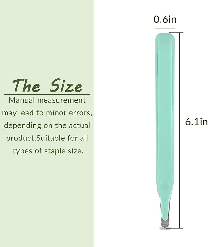 Magnetic Easy Staple Remover Tool, Professional Staple Puller Remover, Staple Remover Stick for School, Office and Home, Light Green