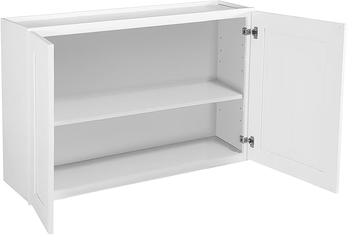 Design House Brookings Shaker Fully Assembled Wall Kitchen Cabinet W3624, 36 W x 12 D x 24 H, Painted White, Solid Wood, Design House, 613414