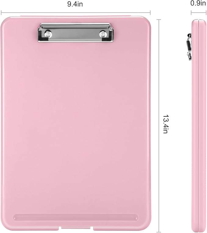 Sooez Clipboard with Storage, Plastic Storage Clipboards with Low Profile Clip, Nursing Clip Boards Foldable, Hanging Clipboard Case for Work, Teacher, Classroom Must Haves, Office School Supplies