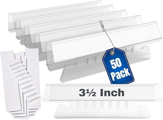 1InTheOffice Clear Hanging Folder Tabs, and Inserts 3-1/2" x 5/8", 50/Pack (3 1/2")