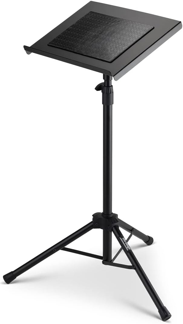 On-Stage LPT7000 Deluxe Laptop Stand, Adjustable Height and Tilt, Metal Construction, Black, Foldable