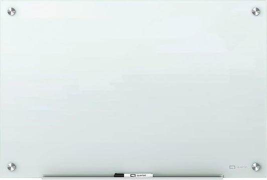 Quartet Magnetic Glass Dry Erase White Board, 36''W x 24''H Whiteboard, Infinity Frameless Mounting, White Surface (G3624W)