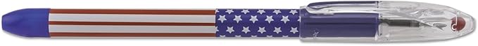 Pentel RSVP Ballpoint Pen, Fine Line, (0.7mm),Flag Barrel, Black Ink, 12 Pack (BK90USA-A)