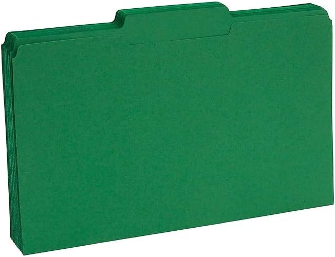 Staples Colored File Folders, Legal Size, 3‑Tab Top‑Tab Design, Green, Durable Paper Stock, 100/Pack