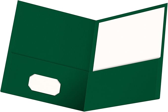 Oxford Two Pocket Folders, Textured Paper, Hunter Green, For School, Home, and Office, Letter Size, 25 Per Box (57556EE)