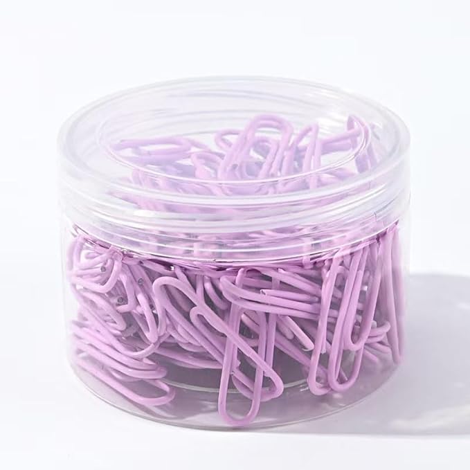Macaron Colored Paper Clips, 1.1" Medium Paper Clip（28mm, 600pcs Paperclips for Office Supplies and Organization (Purple)