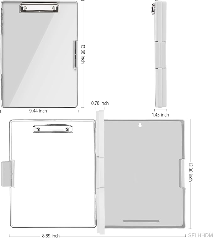 SFLHHDM Clipboard with Storage,Heavy Duty Clip Boards 8.5x11 with 2 Storage Case,Clear Visible Panel Storage Clipboards,Side Opening Nursing Clipboard Folder for Office Supplies-Lvory