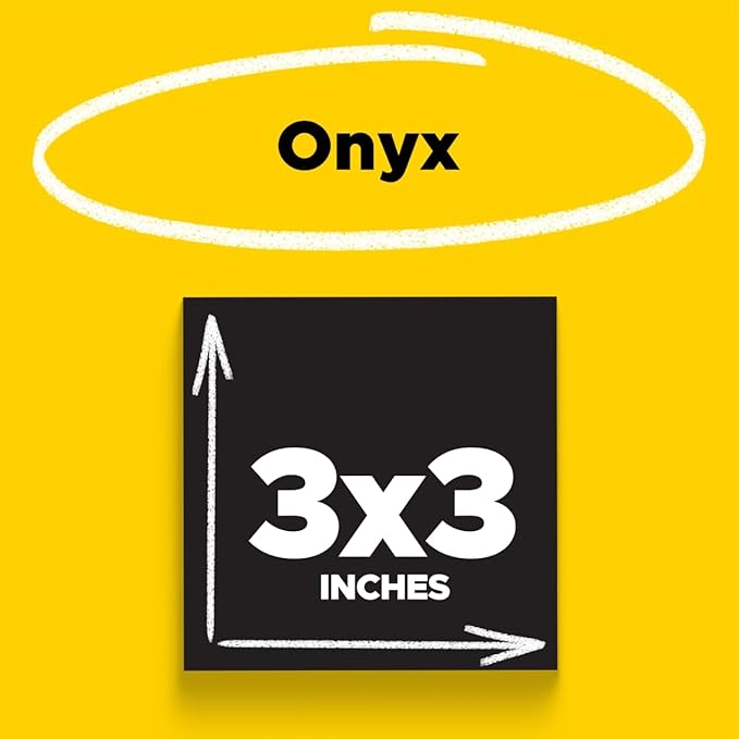 Post-it Super Sticky Notes, 5 Sticky Note Pads, 3 x 3 in., School Supplies, Office Products, Sticky Notes for Vertical Surfaces, Monitors, Walls and Windows, Black Onyx
